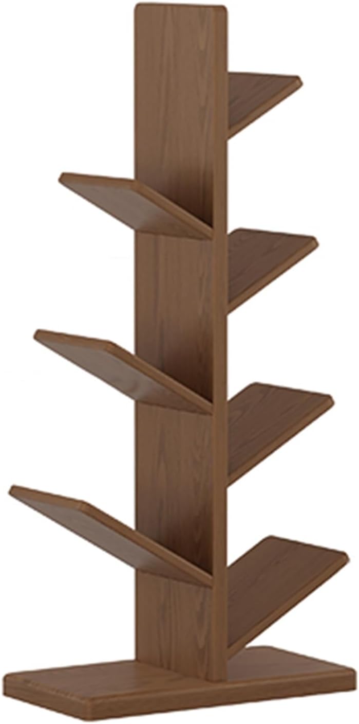 ZFUCMAYL Tree Bookshelf,5/8 Tier Storage Display Shelf,Floor Standing Bookcase Vertical Book Shelves,Book Shelf for Bedroom Living Room Home Office(Walnut Color,8 Tier)