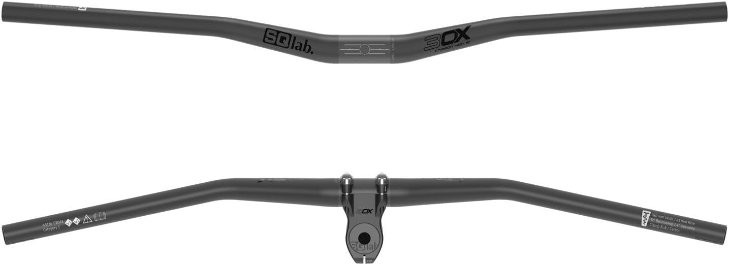 SQlab 3OX 12deg Carbon MTB Bicycle Handlebar (45mm Rise, 31.8, 780mm)