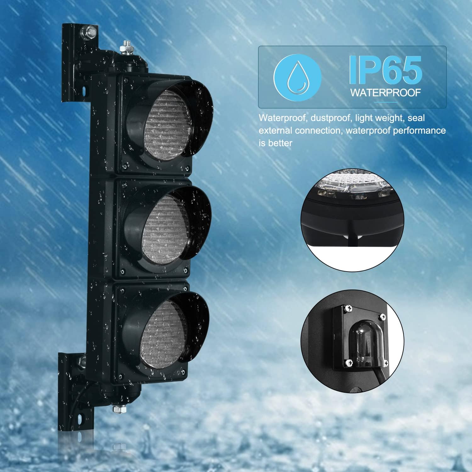 BBMI AC85-265V(4 inch) Traffic Light, Red Yellow Green Traffic Signal Light, PC Housing Stop and Go Light, Outdoor Waterproof IP65 Industrial LED Traffic Lamp
