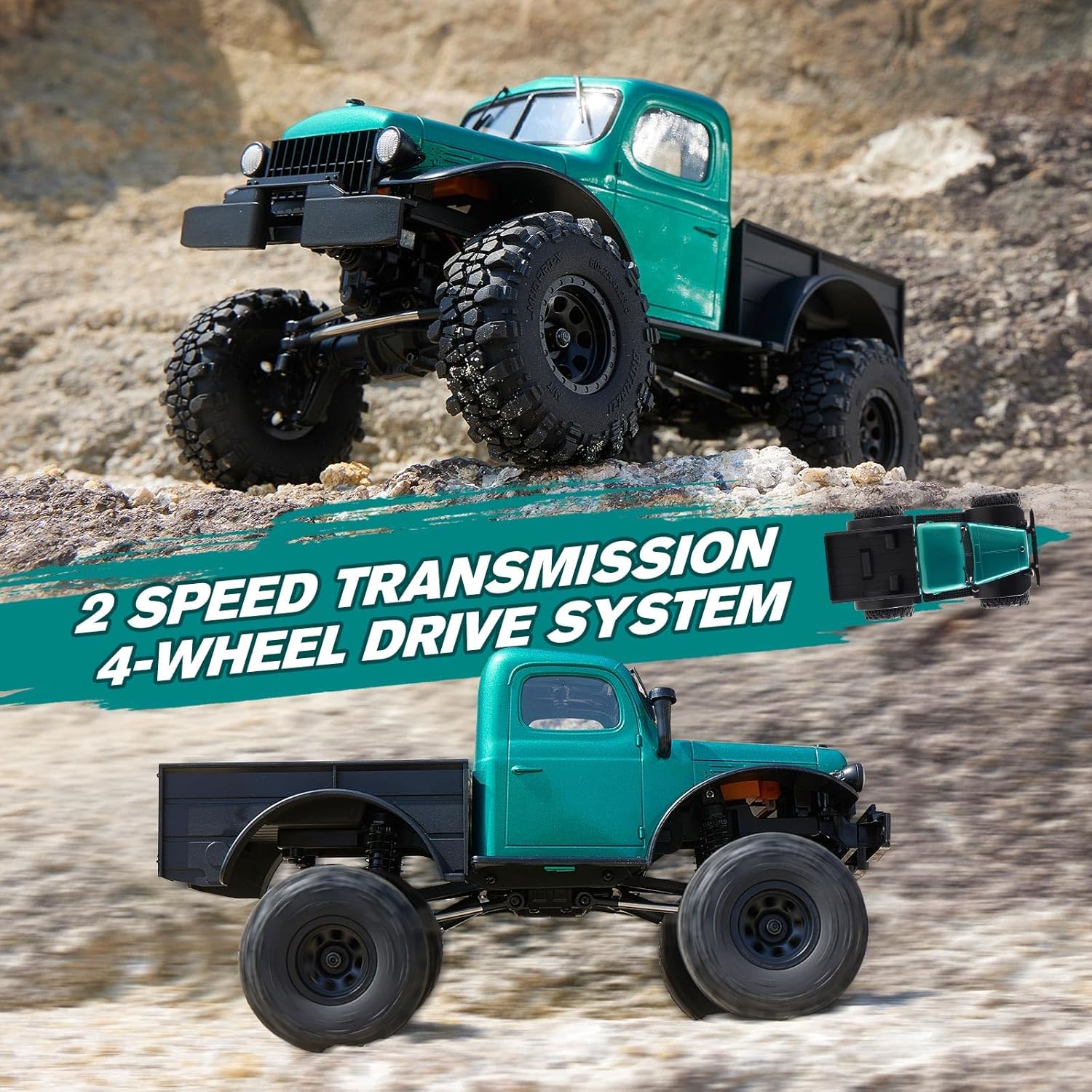 EAZYRC FMS FCX24 Power Wagon 1/24 RC Crawler, Brushless 4x4 RTR Rock Crawler with Metal Suspension, 2-Speed Transmission, PC Hard Body – RC Car for Adults and Gift