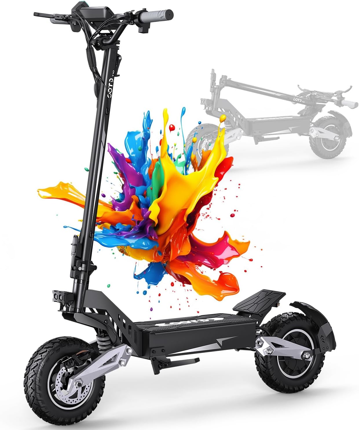 T10 Electric Scooter for Adults, 48V 18AH Battery Up to 37 Miles Long Range & 900W Motor, 31 MPH Max Speed, 11 Inch All-Terrain Tires Folding Commuter E Scooter with Dual Suspension & HD LCD Display