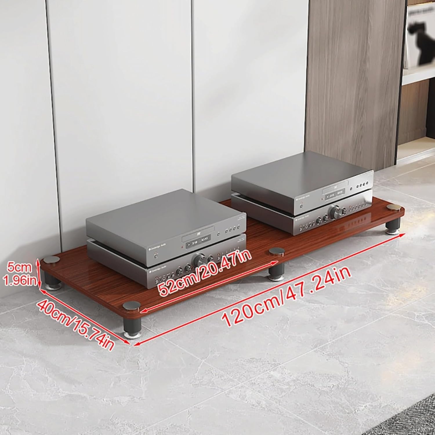 Audio Video Equipment Tower Rack HiFi Stand Modern Stereo Component Cabinet Record Player Turntable Amplifier Receiver Shelf for Game Console(Natural