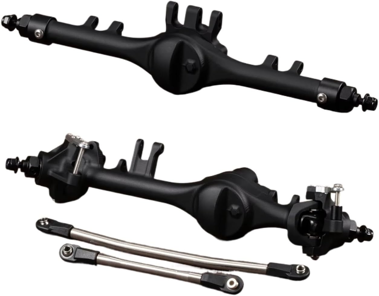 RC Axle Spare Parts For Axial For SCX10 II VS4-10 F10T Front Rear Straight Axle Set Machined Aluminum Clear Black All Inclusive Assembly Model(Black,1set)