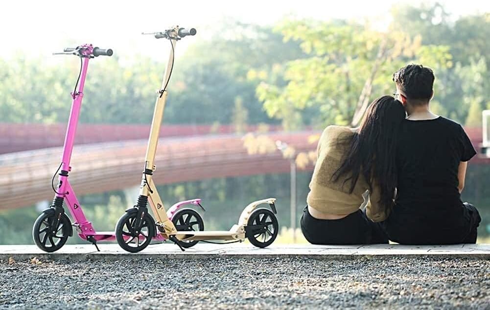 Scooters Kick Scooter for Adults Kids Unisex Adult Kick Scooters with Handbrake Hight-Adjustable Foldable Commuter Scooters with Big Wheels Birthday Gifts for Adults/Teens/Kids Up to 150kg Non-Ele (D