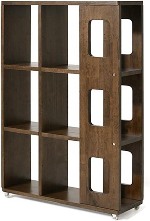 KIRANDY Solid Wood Bookshelf Simple Shelf Floor-to-Ceiling Bookcase for Living Room Home (Color : Walnut Color Mobile 74x23x106cm)