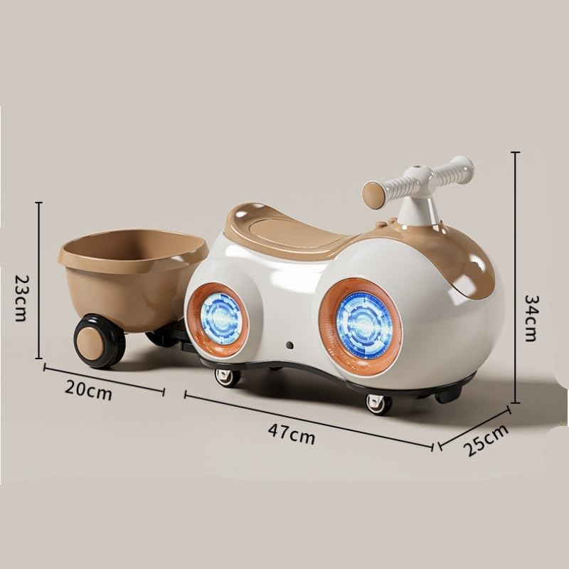Wiggle Scooter Wiggle Car for Boys and Girls Ride On Push Cars with Small Trailer Light Music Anti-Rollover(Blue)