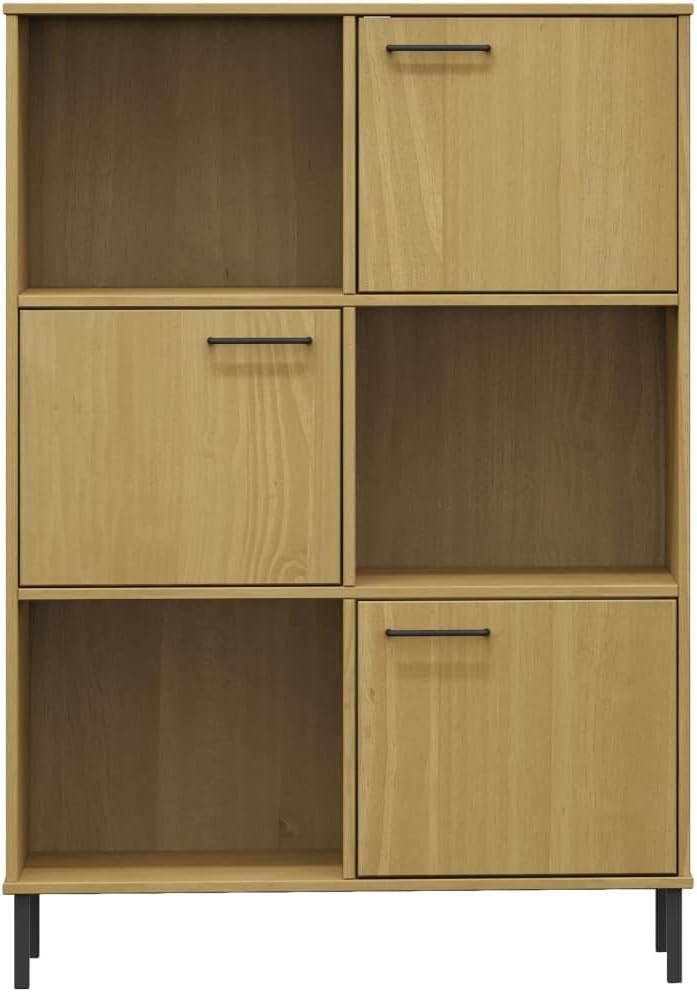 VRAXO Bookcase with Metal Legs Brown 35.4