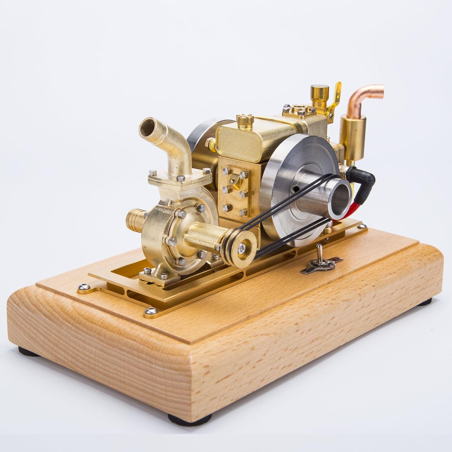 1.6cc Mini Retro Four-Stroke Gasoline Engine Model with Water Cooling & Impeller Pump – Brass & Stainless Steel Internal Combustion Engine for Adults, DIY Display & Gift