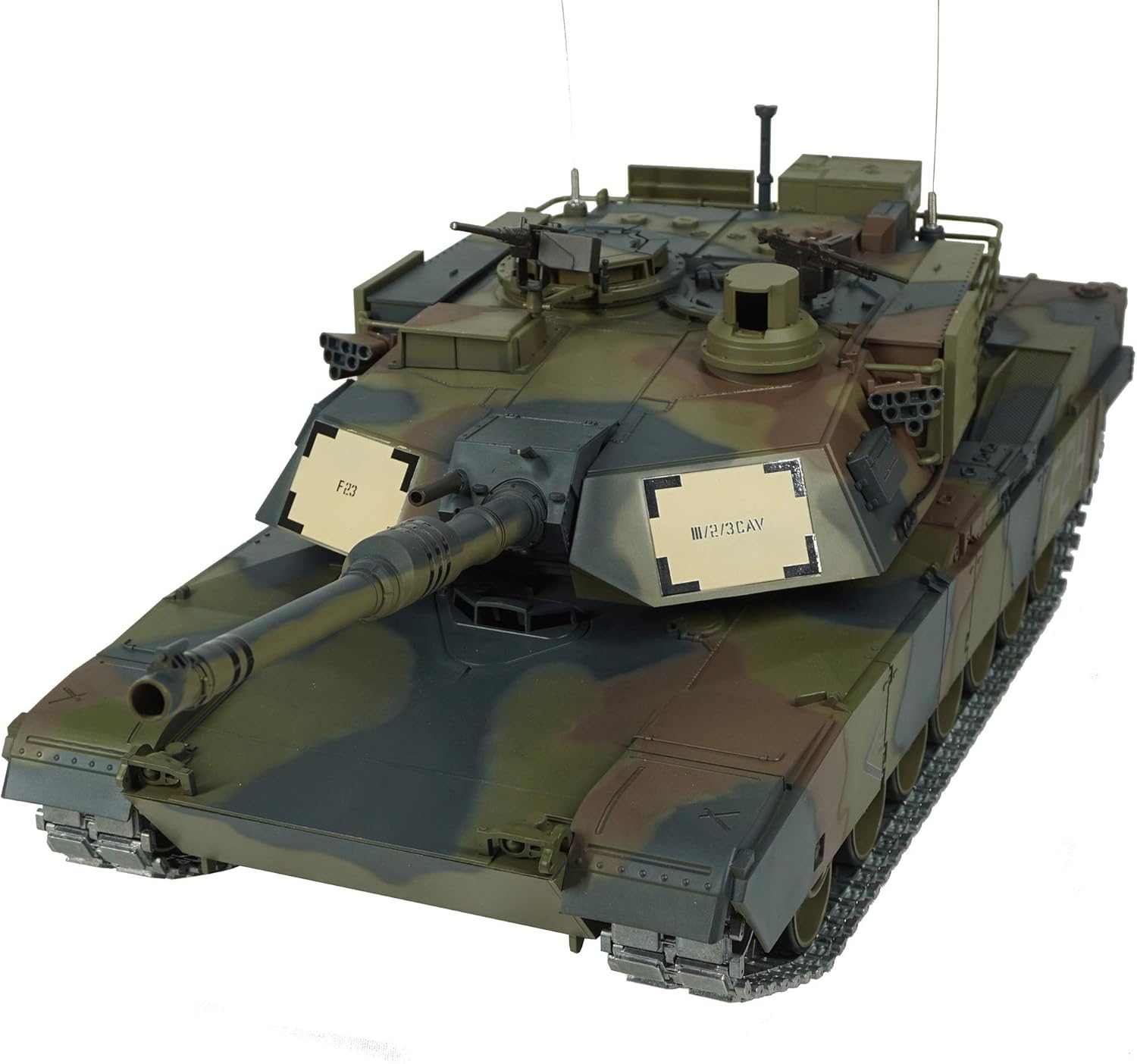 Heng Long Modified Edition 1/16 2.4ghz Remote Control US M1A2 Abrams Tank Camouflage Color(360-Degree Rotating Turret)(Steel Gear Gearbox)(3800mah Battery)(Metal Tracks &Sprocket Wheel & Idle Wheel)