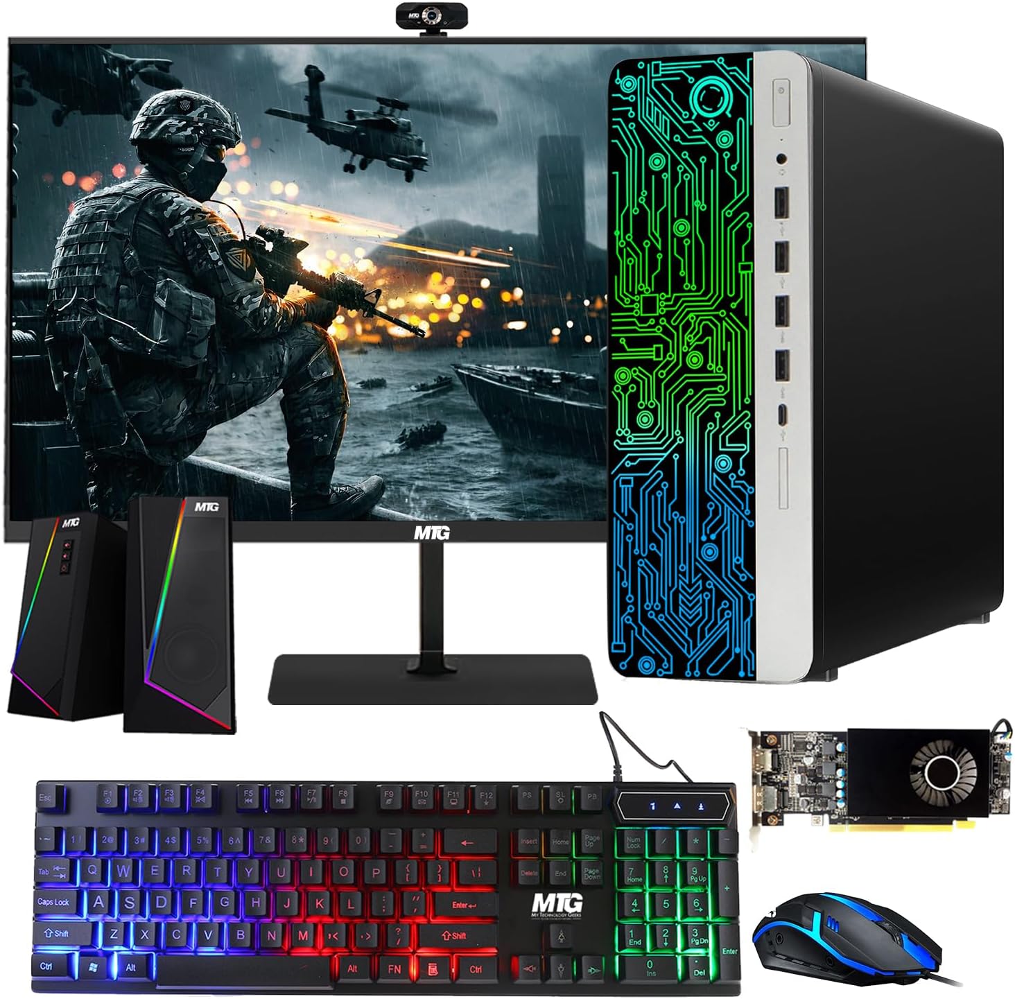 TechMagnet G3 Gaming Desktop PC, Intel Core i7 6th Gen, AMD RX 550 Graphics, 32GB RAM, 1TB SSD, MTG New 24 Inch Monitor, RGB Keyboard Mouse, Speaker, Webcam, WiFi, Windows 11 Pro (Renewed)