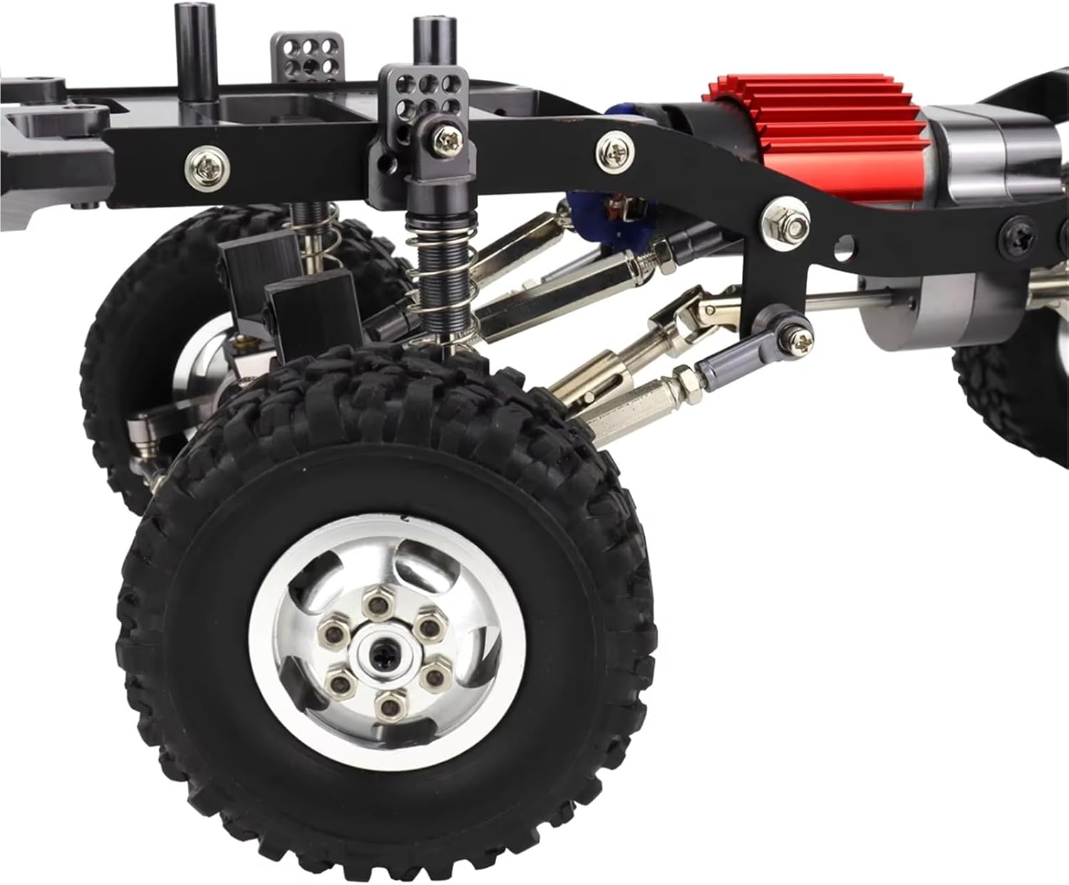 RC Upgrade Accessories for WPL C14 C24 1/16 RC Car Metal Assembled Frame Chassis Axle Gearbox Pull Rod Set Parts Accessories Whole Upgrade RC Car Accessories(Black)