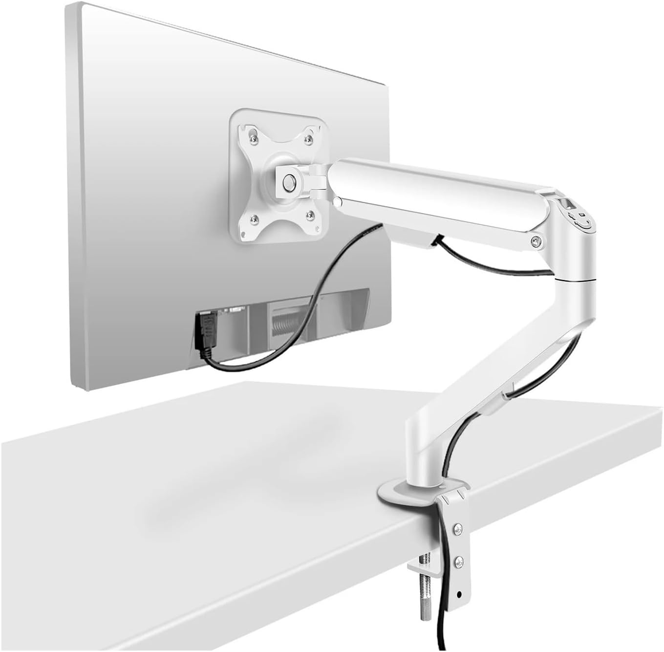 17-34 inch desktop gas spring LCD LED monitor stand articulated arm full motion support rod TV mounting bracket computer stand V(M5 Gray)