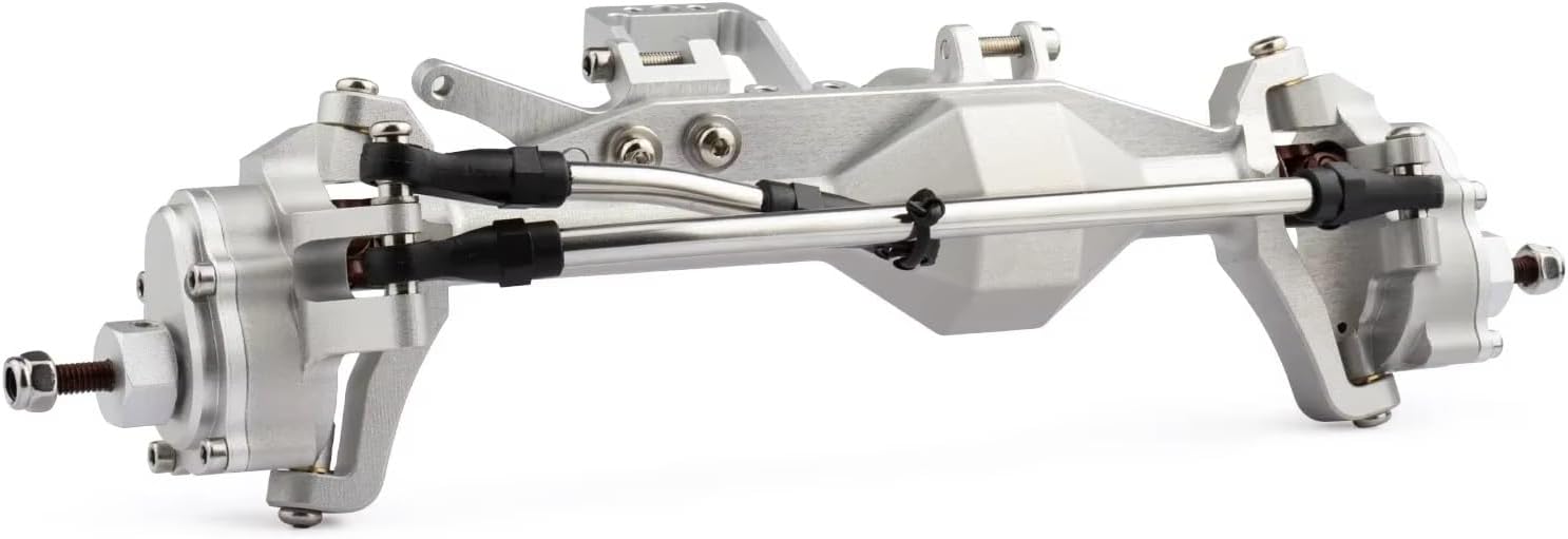Rc Front Rear Axle for Axial for Capra for SCX10 for LCG RC Car Cheater Rigs Machined 7075 Aluminum Construction Offset Portal Axle with BAT Servo Mount(Silver,Front Axle)