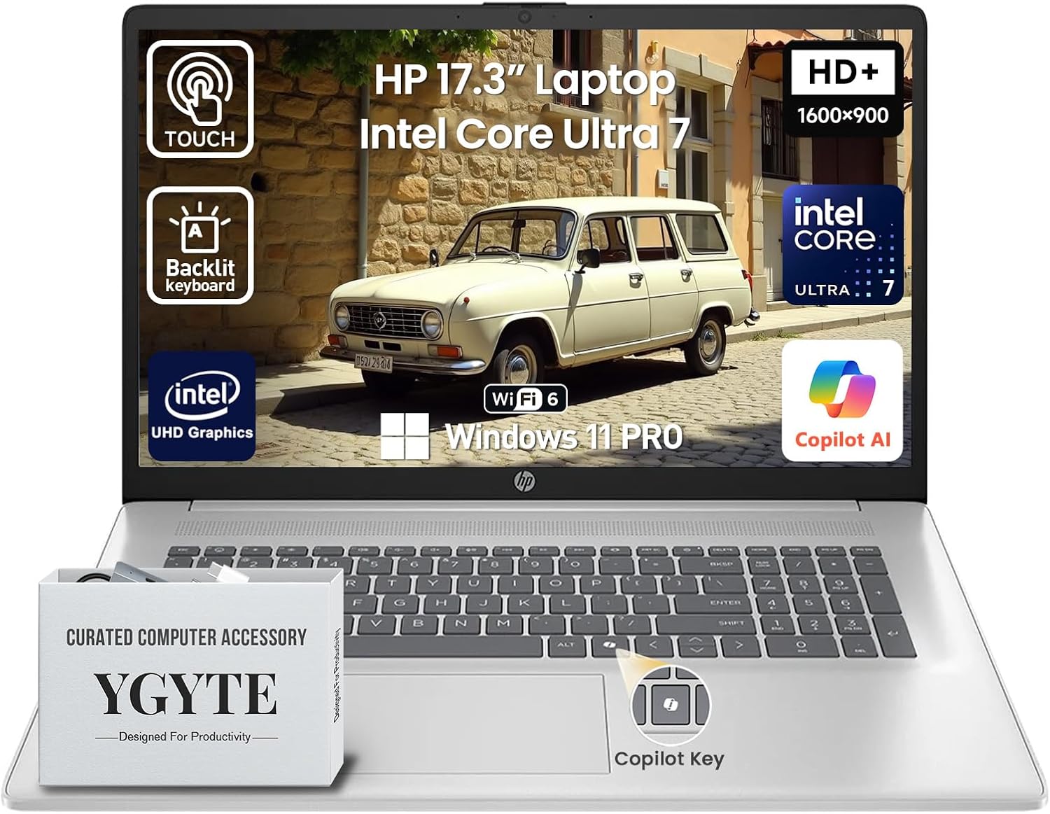 HP 2026 17 Inch Laptop Touchscreen Computer, 17.3 HD+ IPS Touch Screen Business Laptop AI PC, 15th Gen Intel Core Ultra 7(12-Core), 8GB DDR5 RAM 512GB SSD|Windows 11 Pro,10-Key Backlit Keyboard|WiFi6