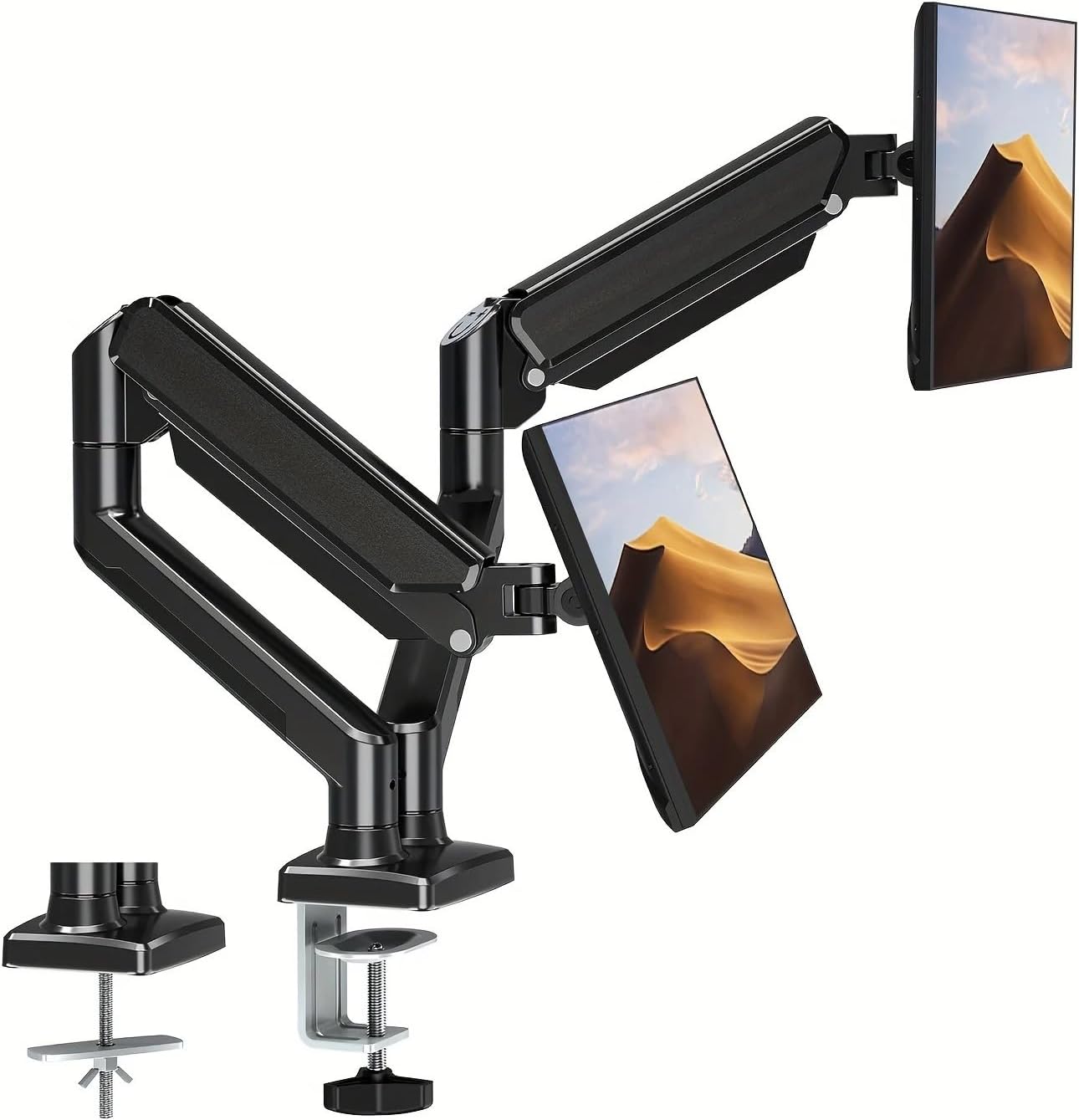 Monitor Stand for 13-32 inch Screens, Dual Monitor Mount Gas Spring, Dual Monitor arm Fully Dynamic Adjustable