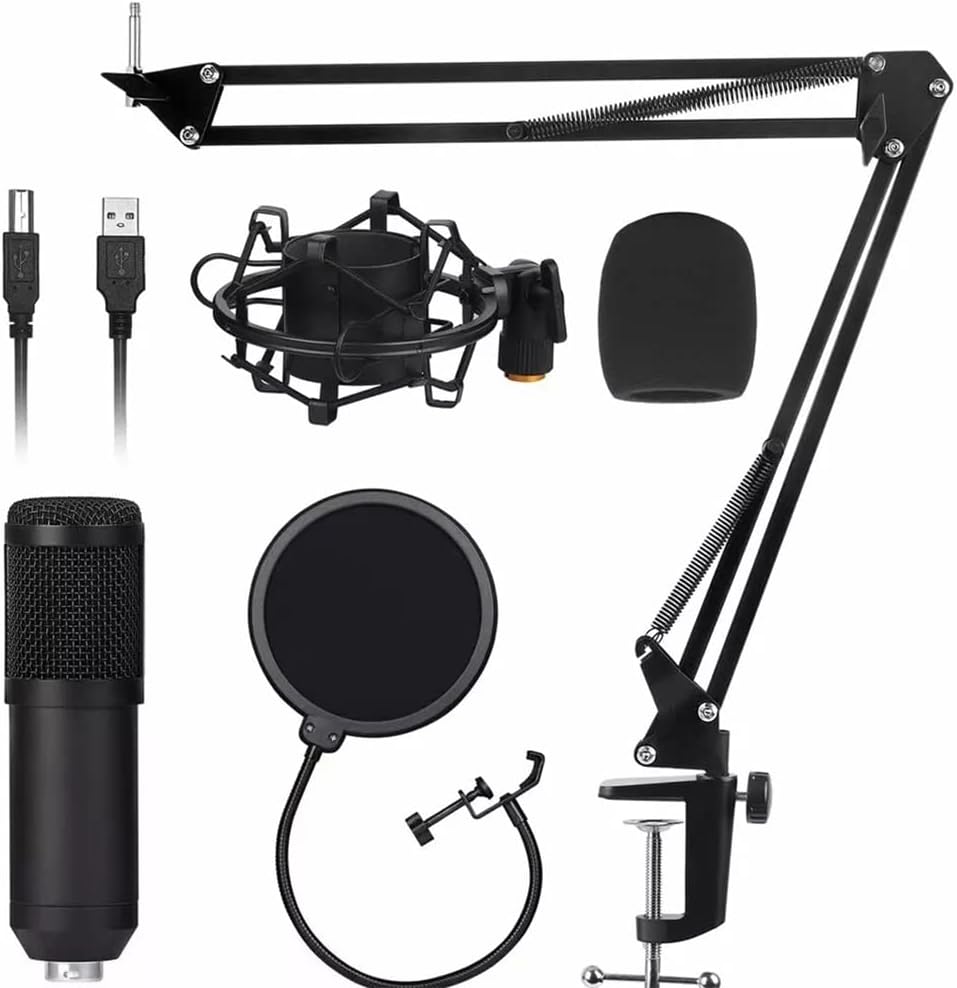 BM800 USB Microphone Computer Game K Song Recording webcast Notebook Sound Card Capacitor Reverb Microphone Set