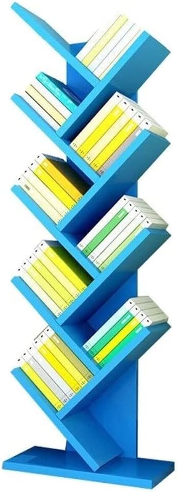 Tograt Bookshelf Bookshelves Bookcase Book Case 9 Layer Bookshelf Tree-Shaped Books CD Display Stand Wooden Bookshelf Can Bear 50KG Bookcase,Storage Organizer Book Shelf Book Shelves (Color : Blue)