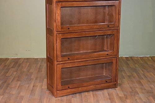 Crafters and Weavers Mission Craftsman Quarter Sawn Oak 5 Stack Leaded Glass Barrister Bookcase