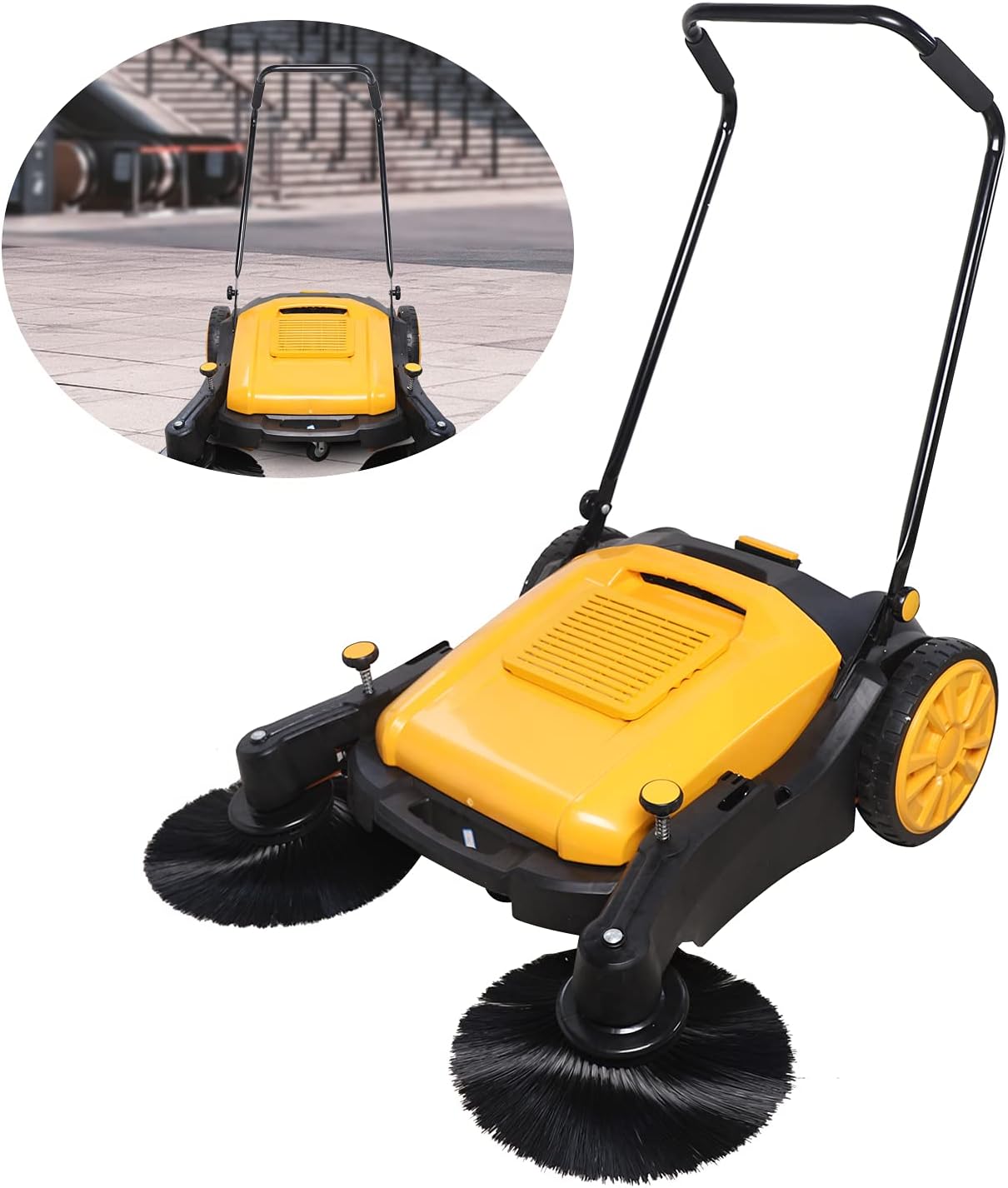 DYRABREST 41Inch Hand Push Outdoor and Indoor Sweeper,Portable Manual Industrial Floor Sweeper for Carpet and Floors,Lightweight Self-propelled Carpet Sweeper, Non-Electric - Easy Sweeping,3680㎡/h