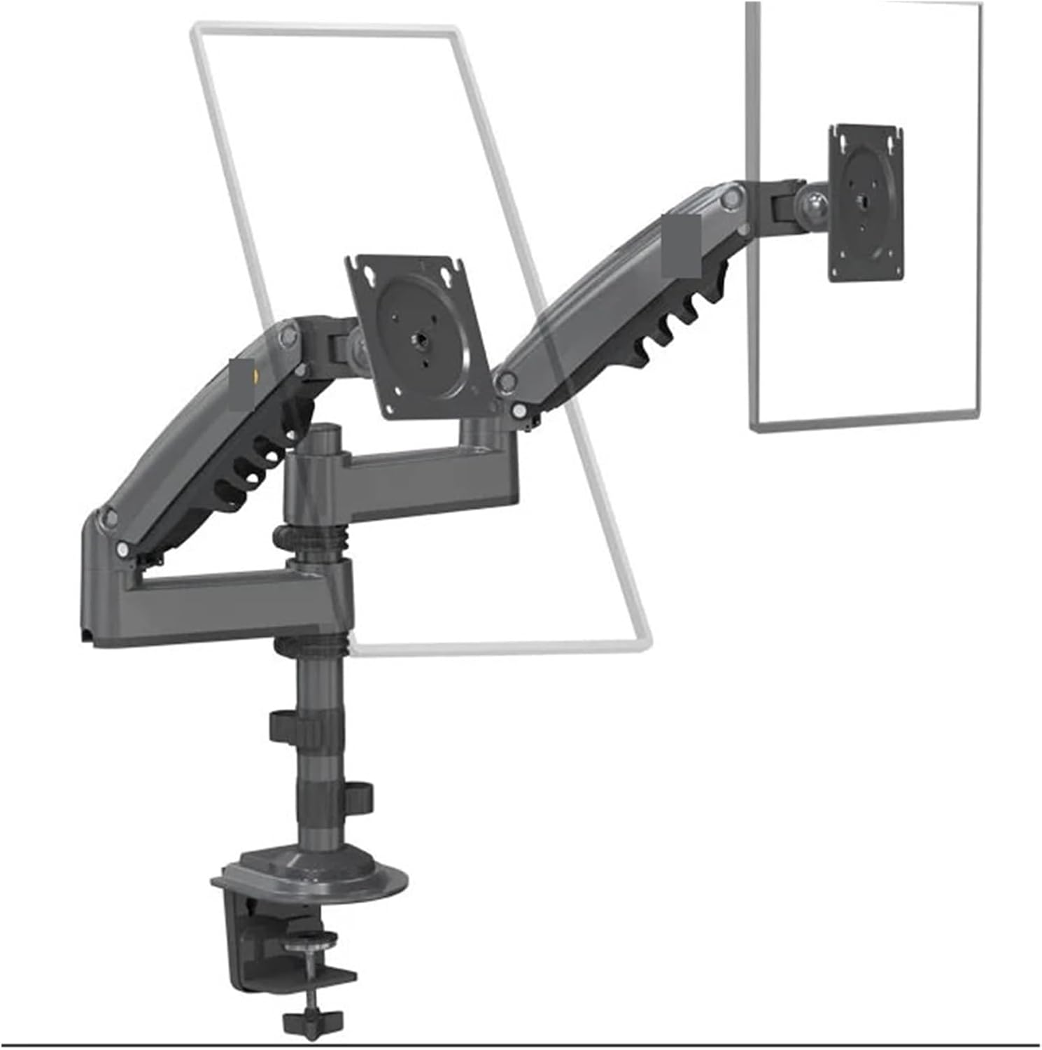 0 Full Motion 17 Inch - 27 Inch Dual Monitor Computer Desk Stand Gas Spring Arm LCD TV Stand 2-9 kg 100X100(Matte Charcoal)