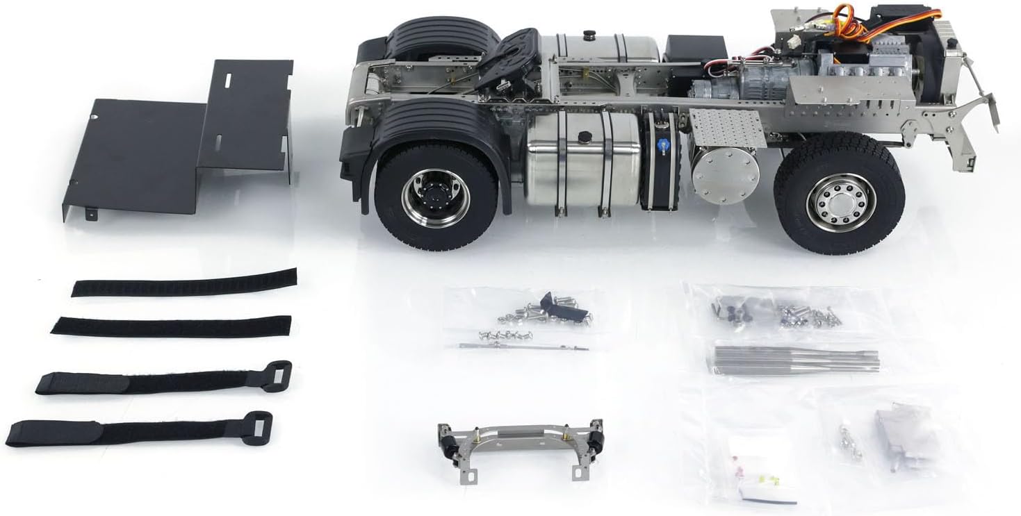 4X4 1/14 Metal Chassis for RC Tractor Truck R620 R730 Remote Control Car Model 3-Speed Transmission Differential Lock Axles