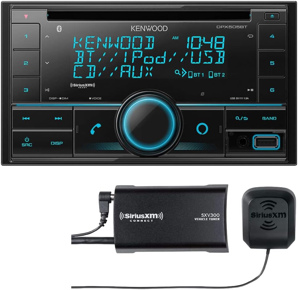 KENWOOD DPX505BT Double DIN in-Dash CD Car Stereo. AM/FM with Bluetooth