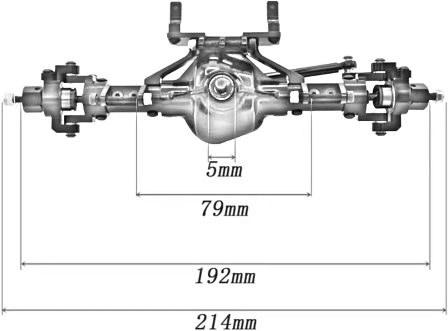Rc Front Rear Axle for Axial for SCX10 D90 1/10 RC for Rock Crawler Car Upgrade Parts Metal Front Middle Rear Axle with Servo Base(Black,1Set)