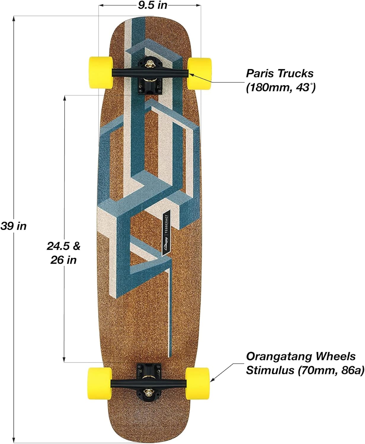 Loaded Boards Basalt Tesseract Bamboo Longboard Skateboard Complete (Dark Blue, 86a Stimulus Wheels)