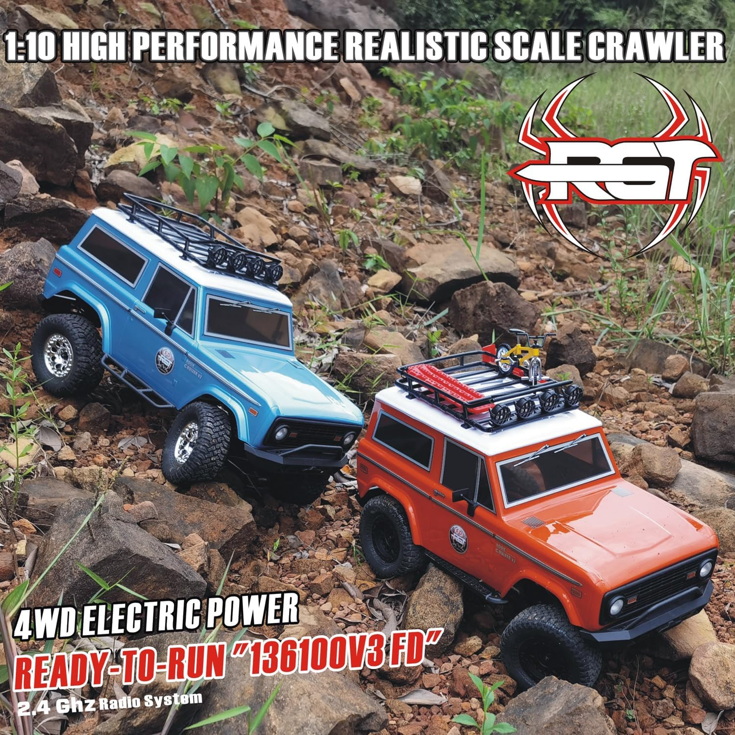 RGT RC Crawler 1:10 4wd Off Road Truck Rock Cruiser RC-4 Remote Control Car 4x4 Hobby RC Car Toy 136100V3FD Orange