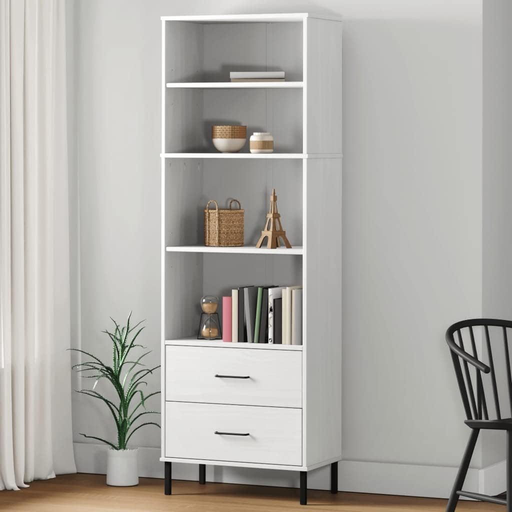 CHARMMA Bookcase with 2 Drawers White 23.6