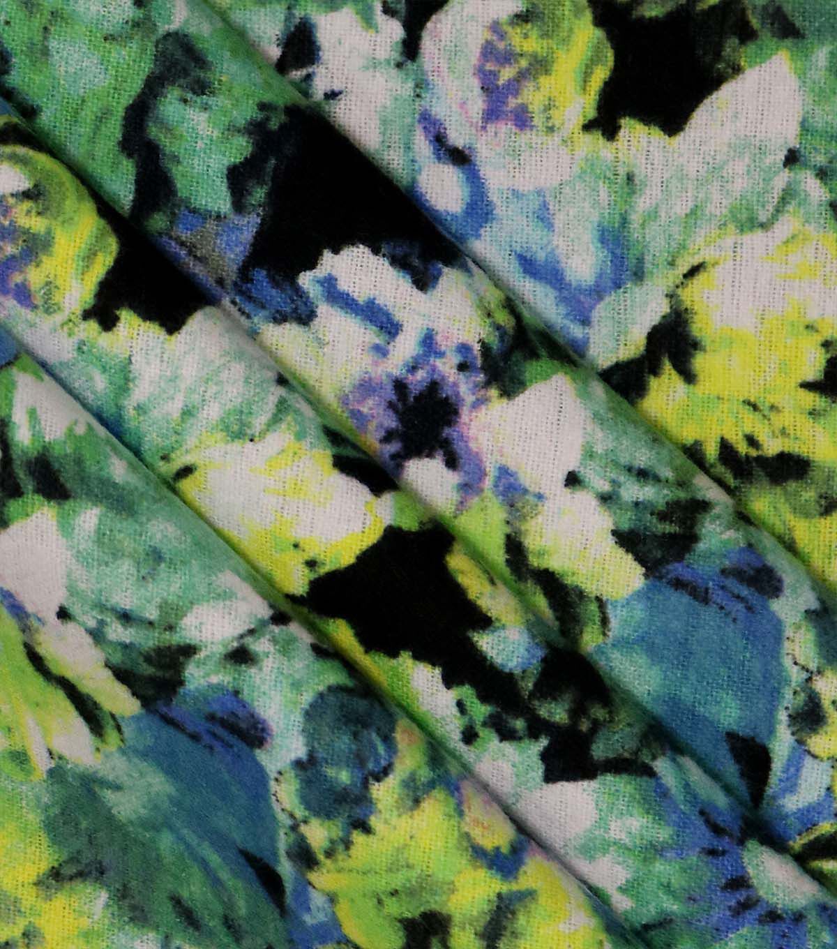 Green & Blue Floral Super Snuggle Flannel Fabric