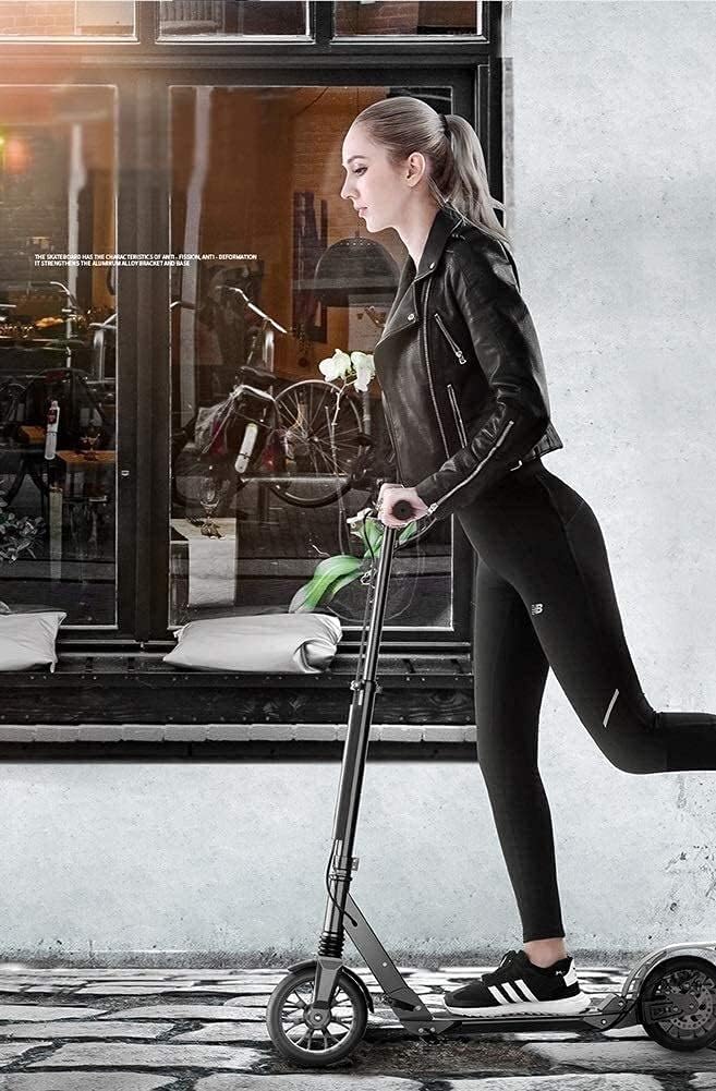 Scooters Kick Scooter for Adults Kids Unisex Adult Kick Scooters with Handbrake Hight-Adjustable Foldable Commuter Scooters with Big Wheels Birthday Gifts for Adults/Teens/Kids Up to 150kg Non-Ele (B