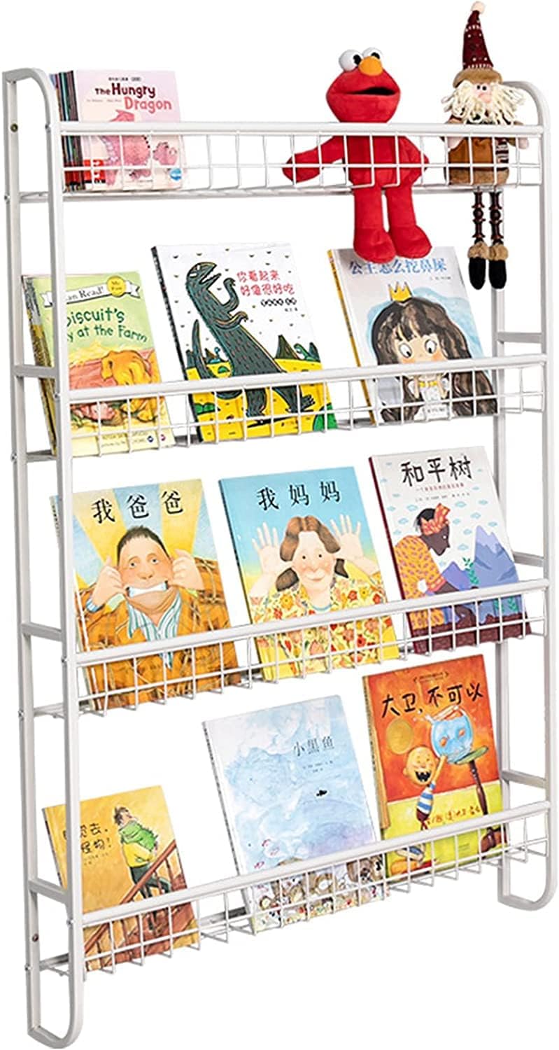 MNBCVT Wall Mounted Bookshelf,4 Third Children's Bookcases Storage Rack,Space-Saving Book Storage Display Organise for Bedroom Color : A, Size : 81.6x120cm(32x47inch)