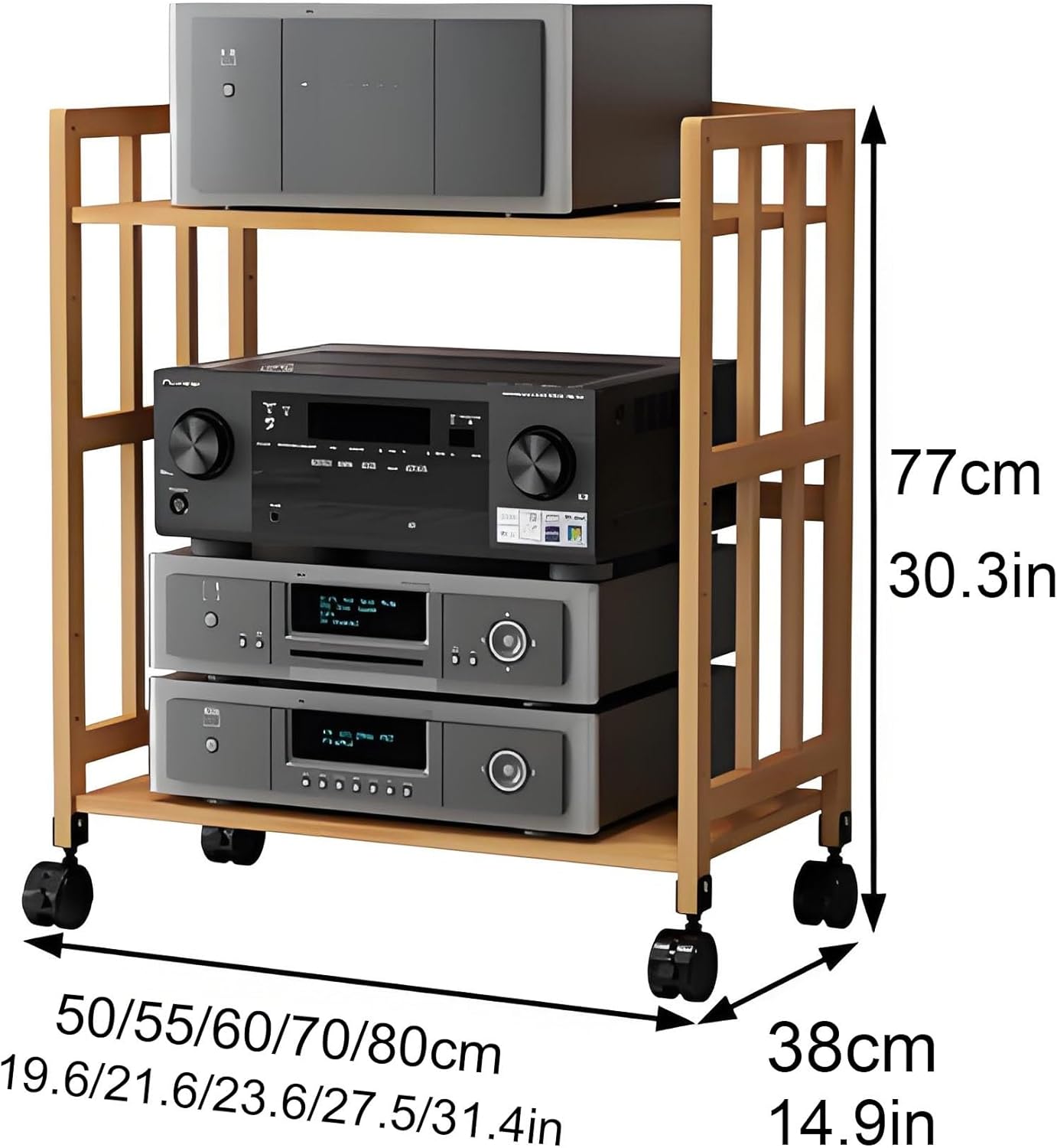 Premium Yellow Tower Stereo Cabinet - 5-Tier Media Stand for Audio-Video Components