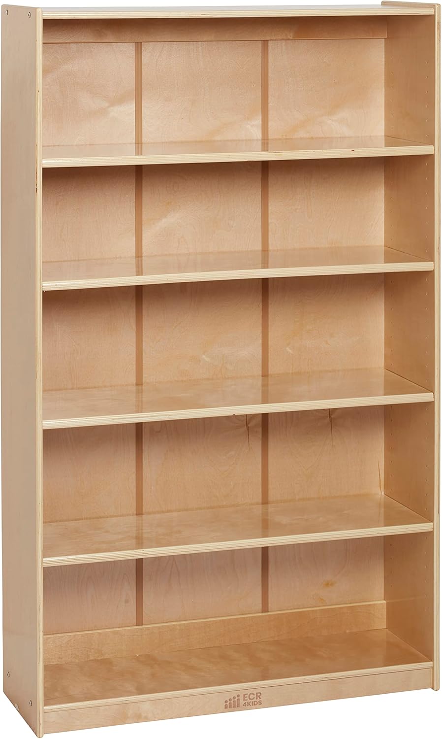 ECR4Kids Classic Bookcase, 60in, Adjustable Bookshelf, Natural
