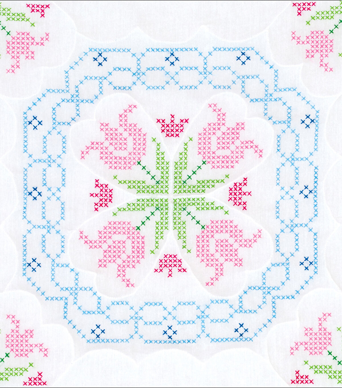 Jack Dempsey 18 Interlocking XX Lace Tulips Stamped Quilt Blocks 6pk