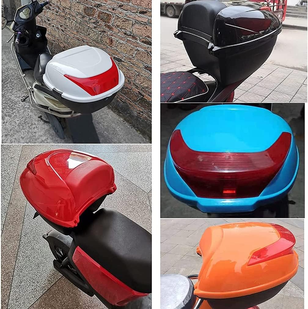 Motorcycle Trunk,Motorcycle Trunk,Motorcycle Tour Tail Box Scooter Trunk Luggage Top Lock Helmet Storage Case MopedMotorbike Top Case, Soft Backrest/Mounting Hardware/Night Warning