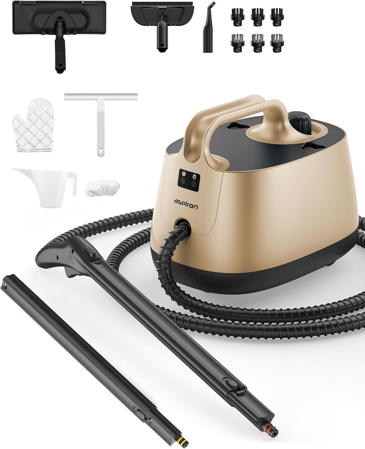 Steamer for Cleaning, Aspiron Multipurpose Portable Canister Steamer with 21 Accessories, Chemical-free, Steam Cleaner Carpet and Upholstery Floors Car Kitchen Tiles, 1.5L Capacity