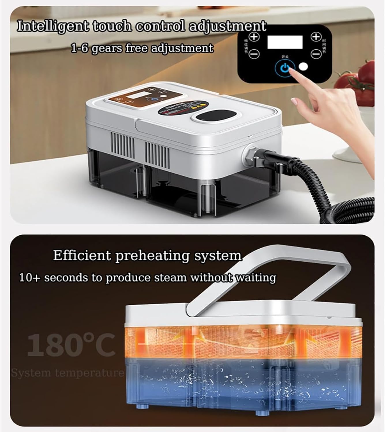 High Pressure Steam Cleaner, 1500W Handheld High Temperature Touch Screen Cleaner, 3.0 Bar Handheld Steam Cleaner