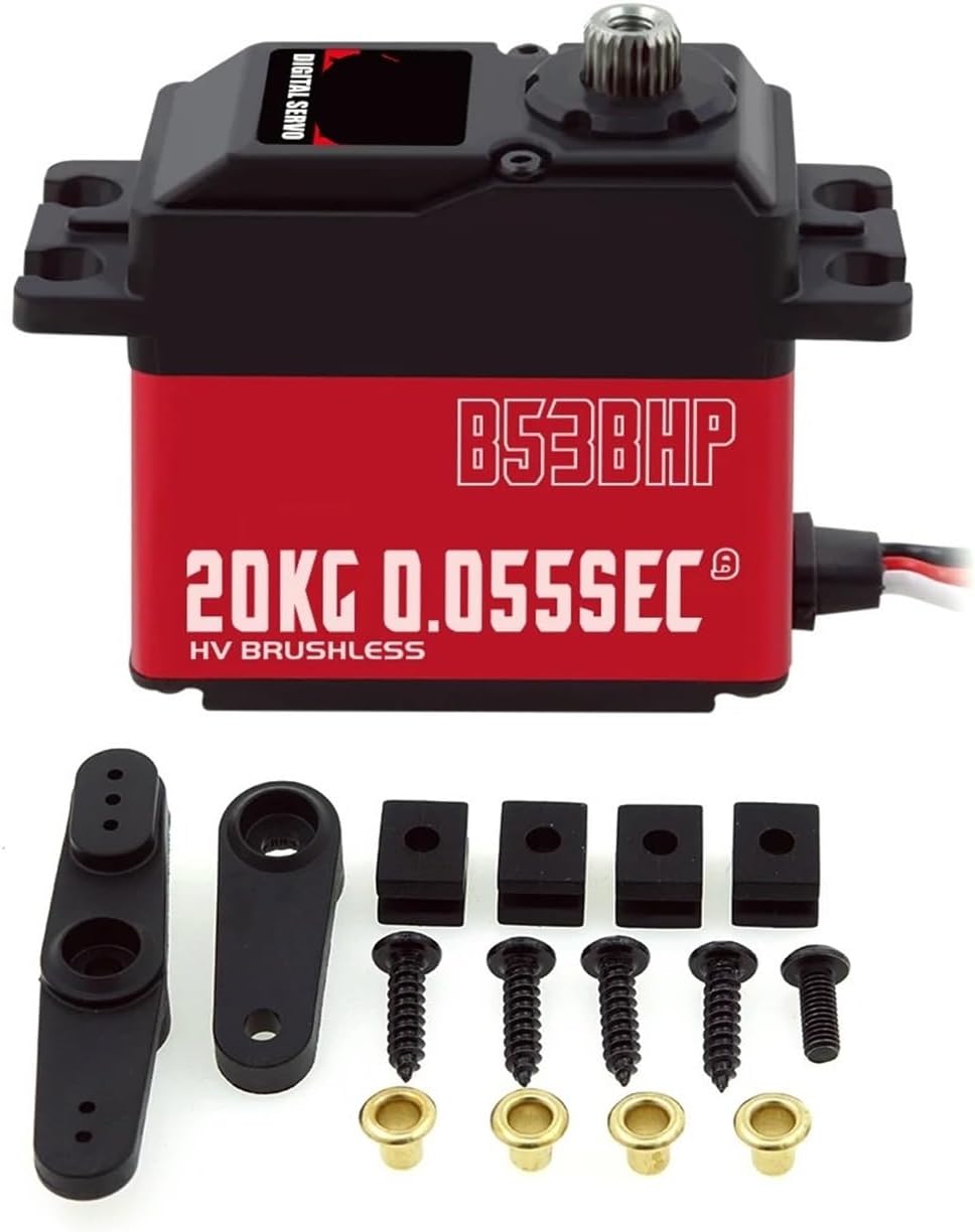 Brushless RC Servo B53BHP V2 HV 20KG Upgraded Steel Gear Programmable Digital Standard Servo Suitable for 1/10(B53BHP V2 20kg Set1)