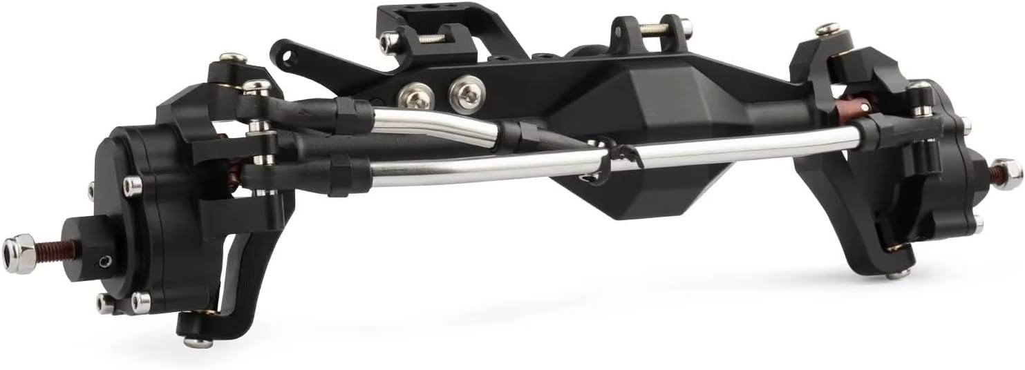 Rc Front Rear Axle for Axial for Capra for SCX10 III for LCG RC Car Cheater Rigs Machined 7075 Aluminum Construction Offset Portal Axle with BAT Servo Mount(Black,Front Axle)