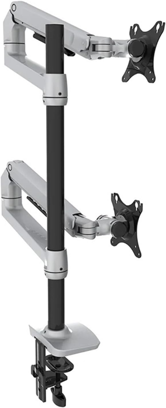 V6-2S-A Desktop Full Motion Dual Monitor Stand Mechanical Spring Arm Aluminum Monitor Support Load Capacity 11 kg(Silver)
