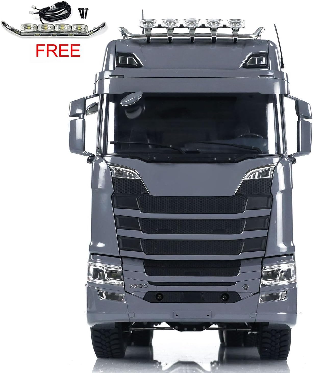 1/14 6X6 RC Tractor Truck Metal Chassis Differential Lock Axles Light Sound System Remote Control Car 2-Speed Transmission Hobby Grade Model(Grey)