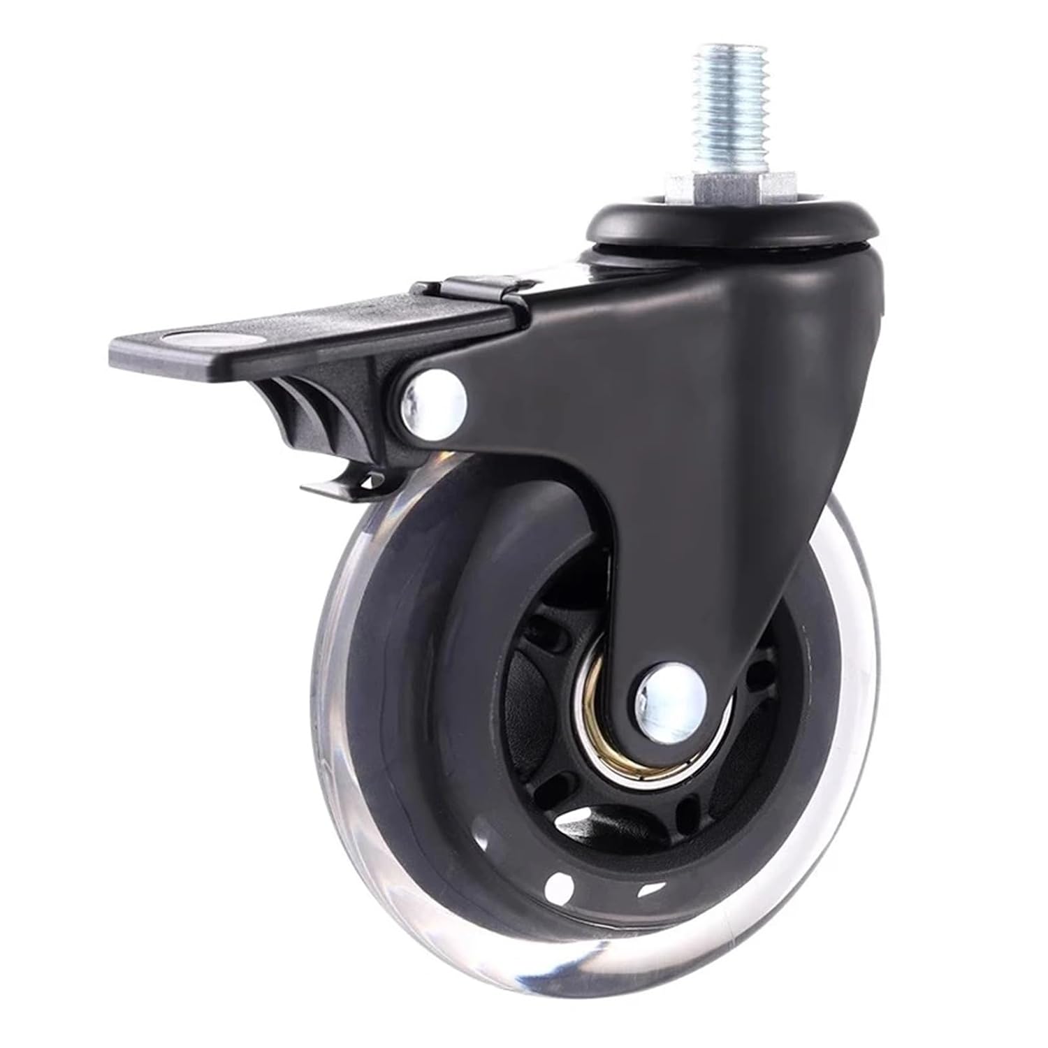 5 Pcs/Lot 4 Inch M6/M8/M10 PU Screw Roller Ice Wheel Electrophoresis Entertainment Equipment Scooter Universal/Brak Mute Caster(M10x15mm,Brake Wheel)