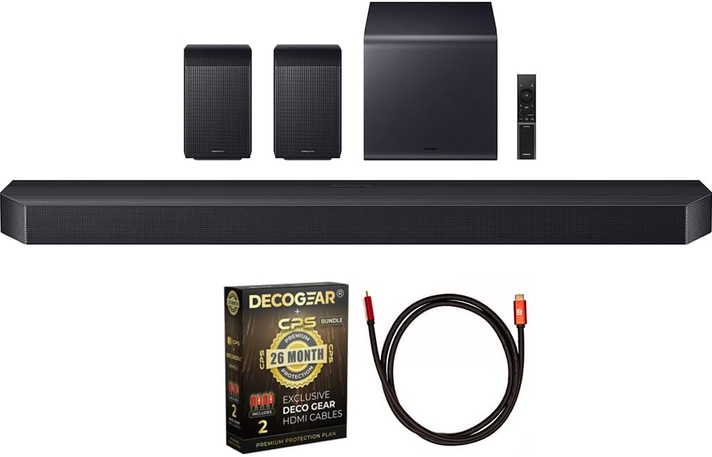 Samsung HW-Q990F/ZA Q Series Soundbar HW-Q990F 11.1.4 ch Subwoofer with Rear Speaker 2025 (Renewed) Bundle with 6FT HDMI 2.0 Cable and CPS Exclusive 26 Month Protection Pack (BEACH-CPS-26M2000)