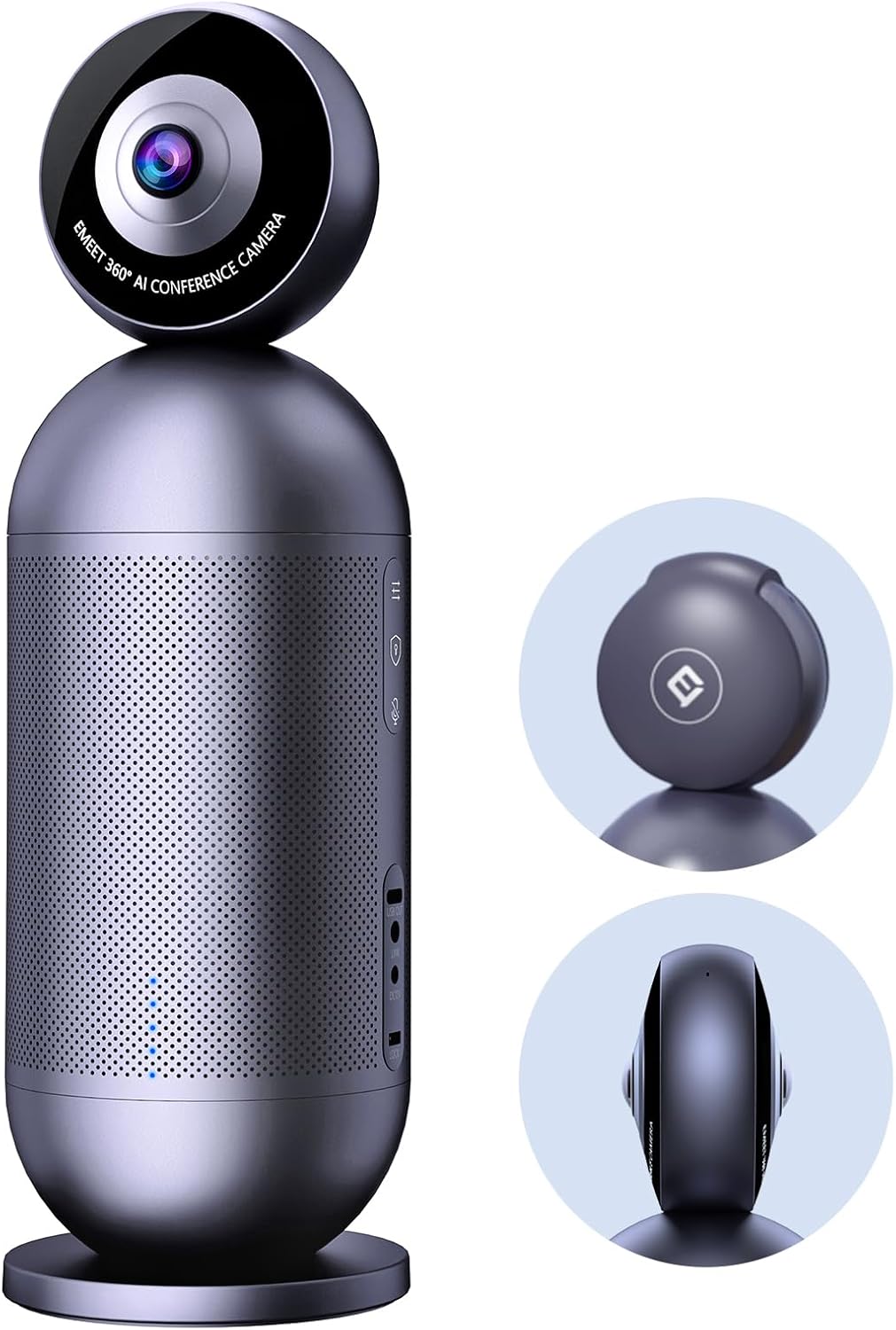 EMEET Meeting Capsule Pro, Dual 4K Lenses 360° Auto-Tracking Speakers Video Conference Camera w/ 10 Mics 10W Speaker, AI auto Voice/Face/Figure Tracked, for 10 People