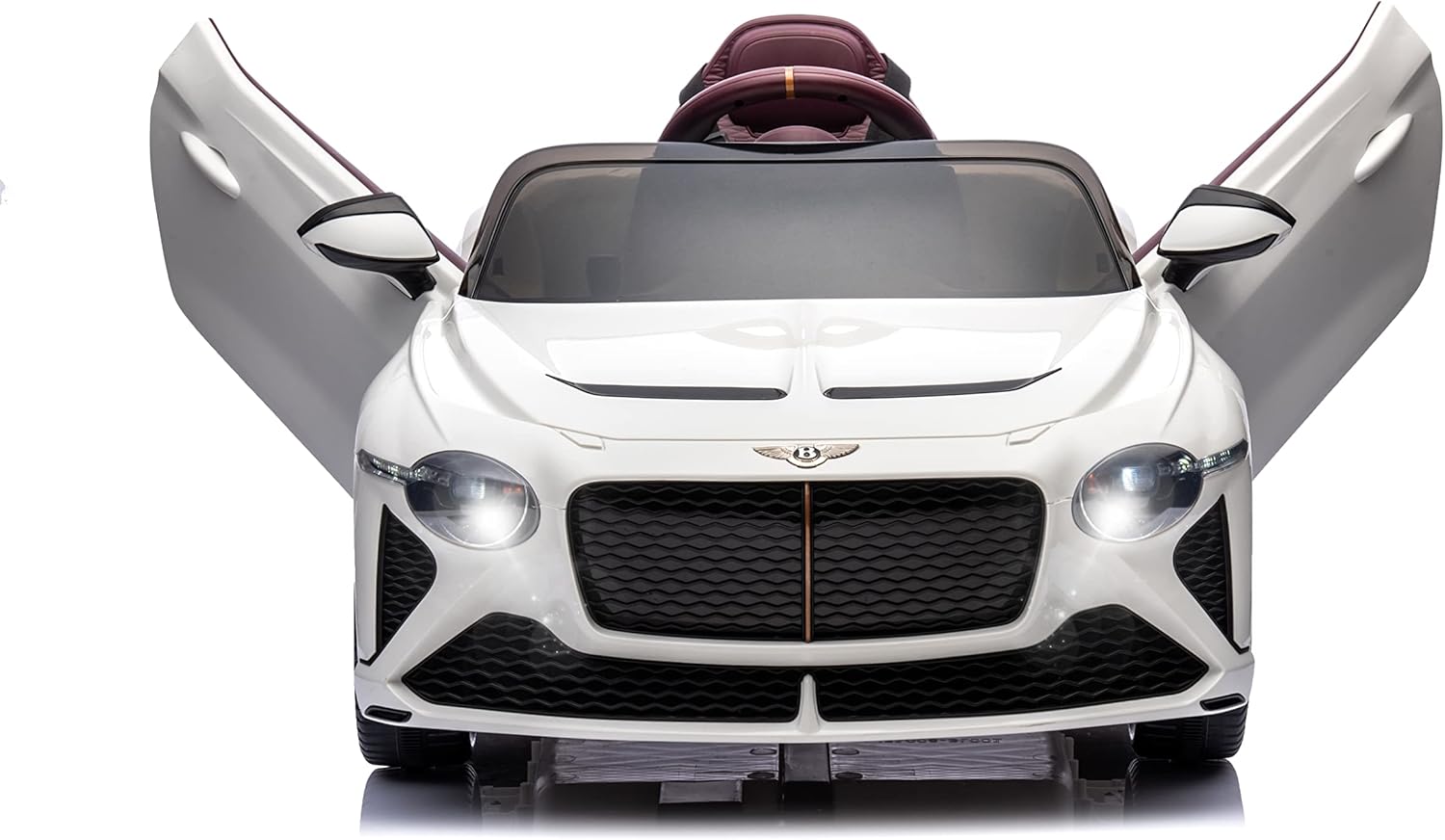 Licensed Bentley Bacalar Kids Ride on Toy Car, 12V Rechargeable Battery Powered Children Electric 4 Wheels w/Parental Remote Control, Foot Pedal, 2 Speeds, Music, LED Headlights (White)