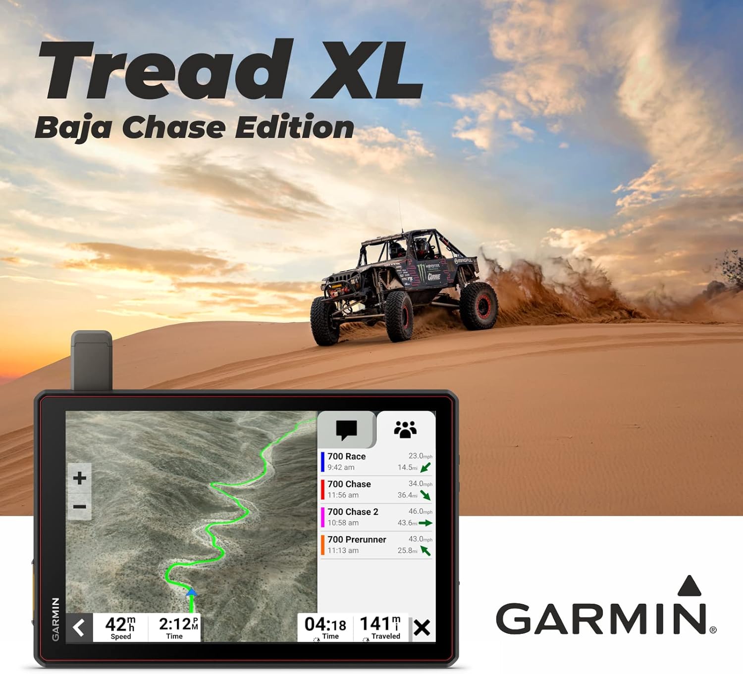 Garmin Tread XL - Baja Chase Edition, Rugged, ultrabright 10” Off-Road Chase Navigator, Portable GPS for Baja Support Trucks, Team Tracking with Built-in inReach Satellite Communication