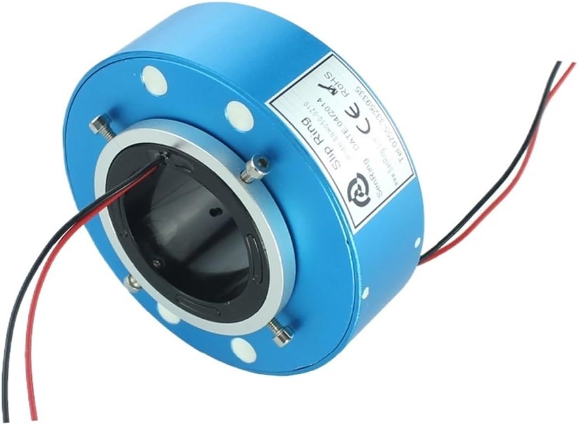 Aluminum Alloy Rotary Joint 50mm Gold Contacts of Through bore Slip Rings 2 Wires/Circuits 10A