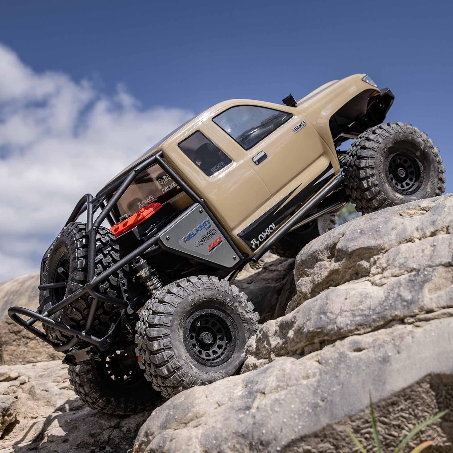 Axial RC Crawler 1/6 SCX6 Trail Honcho 4 Wheel Drive RTR (Transmitter and Receiver Included, Battery and Charger Not Included), Sand, AXI05001T2, Trucks Electric